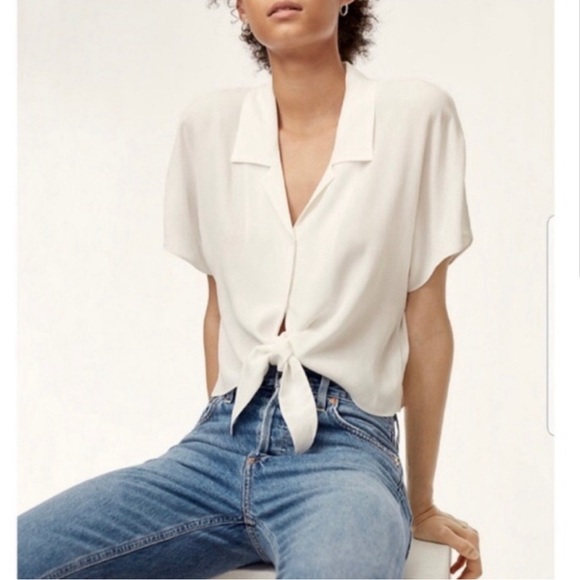 Aritzia | Wilfred Free Tie front Blouse short sleeve - Picture 2 of 7